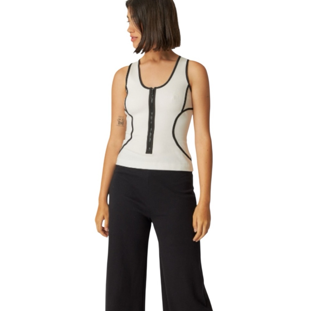 SKFK Irane White Sleeveless Fitted Zip Front Tencel Top EU 38 | US 6 Reg. $119